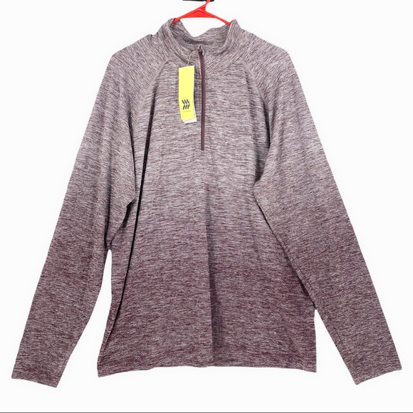 All in Motion™ Men's Seamless 1/4 Zip Pullover Top Berry Size L & 2XL - Picture 1 of 11
